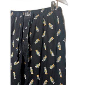 POLO Ralph Lauren Football Bear Pajama Pants Preppy Prep Loungewear Black Sz L